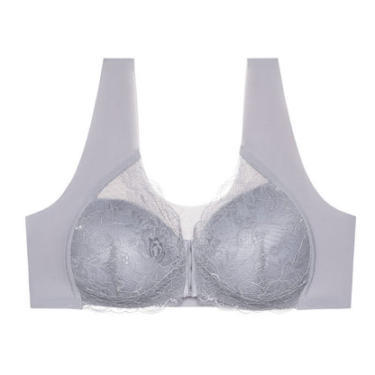 Front Closure Wireless Bra - Grey - 5XL - image 13