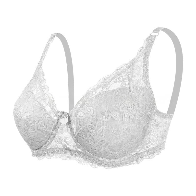 Elegant Lace Underwire Bra - White - 42 - D - image 10