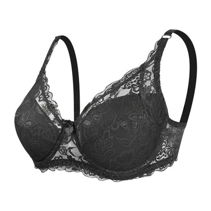Elegant Lace Underwire Bra - Black - 42 - D - image 12
