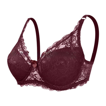 Elegant Lace Underwire Bra - Wine - 42 - D - image 13
