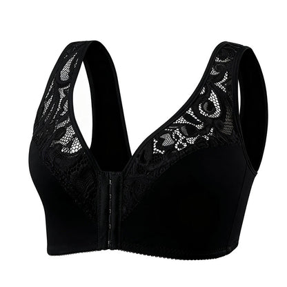 Lace Front Closure Wireless Bra - Black - 4XL - image 19