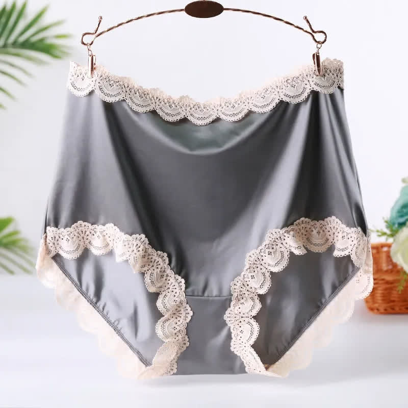 Satin Lace High Waist Panty(2 Packs) - Green - XXL - image 2