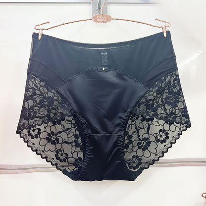 Satin Lace High Waist Panty(2 Packs) - Black - XXXL - image 1