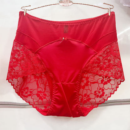 Satin Lace High Waist Panty(2 Packs) - Red - XXXL - image 4