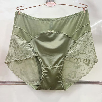 Satin Lace High Waist Panty(2 Packs) - Light Green - XXXL - image 2