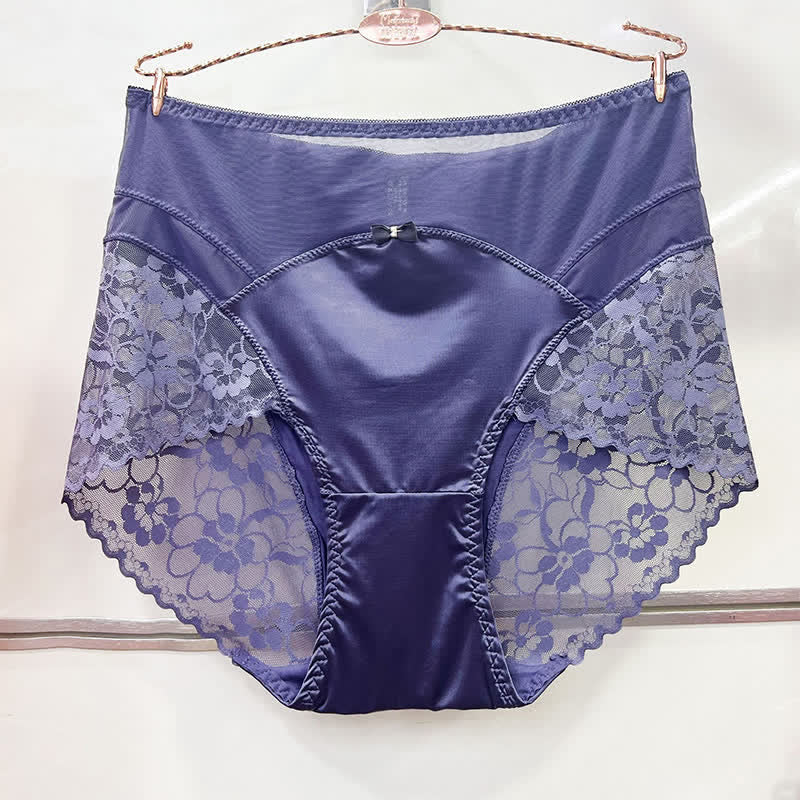Satin Lace High Waist Panty(2 Packs) - Purple - XXXL - image 5