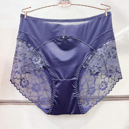 Satin Lace High Waist Panty(2 Packs) - Purple - XXXL - image 5