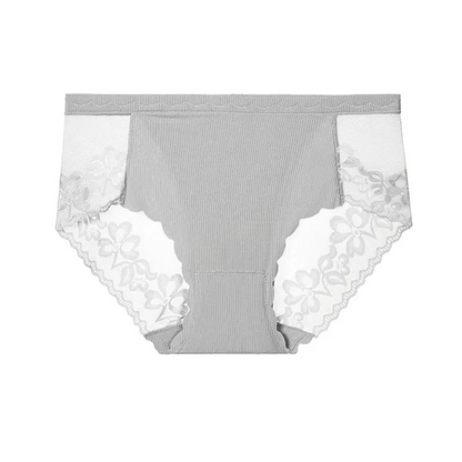 Soft Floral Lace Mesh Panty(3 Packs) - Grey - 4XL - image 5