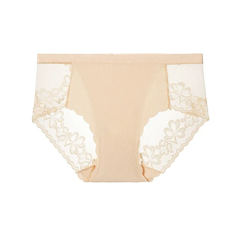 Soft Floral Lace Mesh Panty(3 Packs) - Nude - 4XL - image 6
