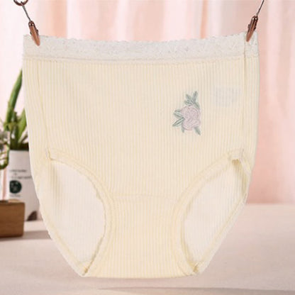 Flower Lace High Waist Cotton Panty(3 Packs) - Yellow - XXXL - image 7