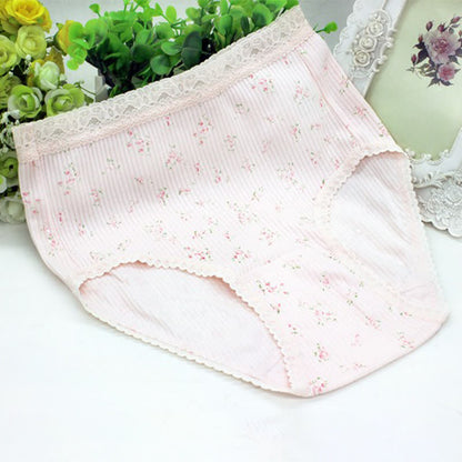 Floral Lace High Waist Cotton Panty(3 Packs) - Pink - XXXL - image 4