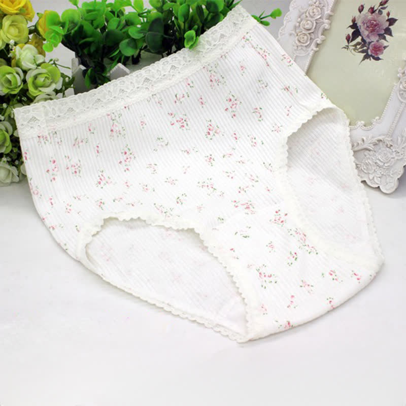 Floral Lace High Waist Cotton Panty(3 Packs) - White - XXXL - image 2