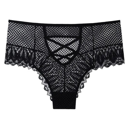 Sheer Lace Crisscross Panty(2 Packs) - Black - 3XL - image 4