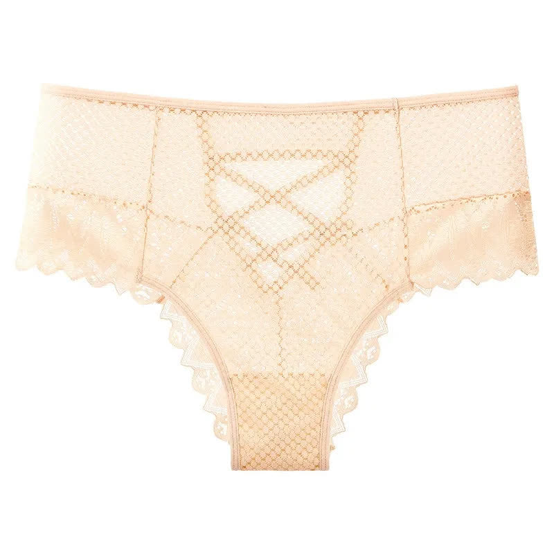 Sheer Lace Crisscross Panty(2 Packs) - Apricot - 3XL - image 3