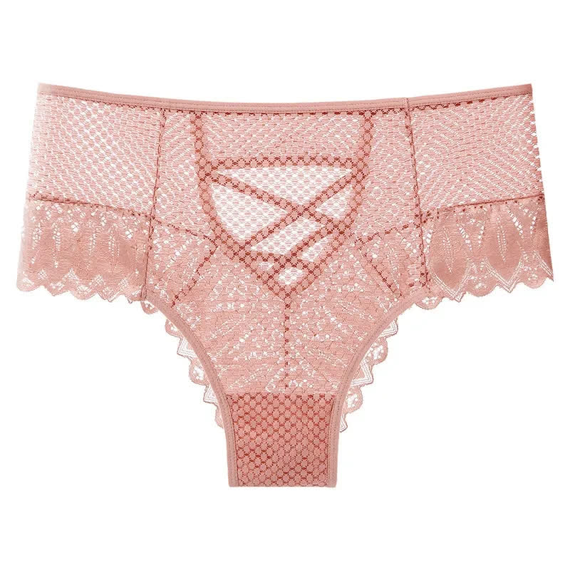 Sheer Lace Crisscross Panty(2 Packs) - Pink - 3XL - image 6