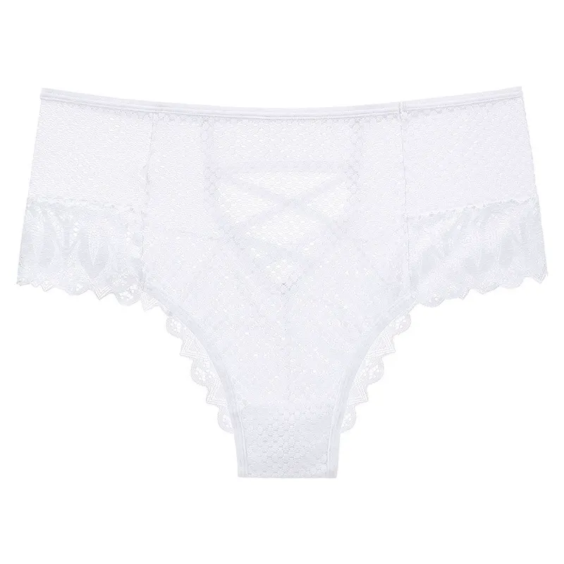 Sheer Lace Crisscross Panty(2 Packs) - White - 3XL - image 5