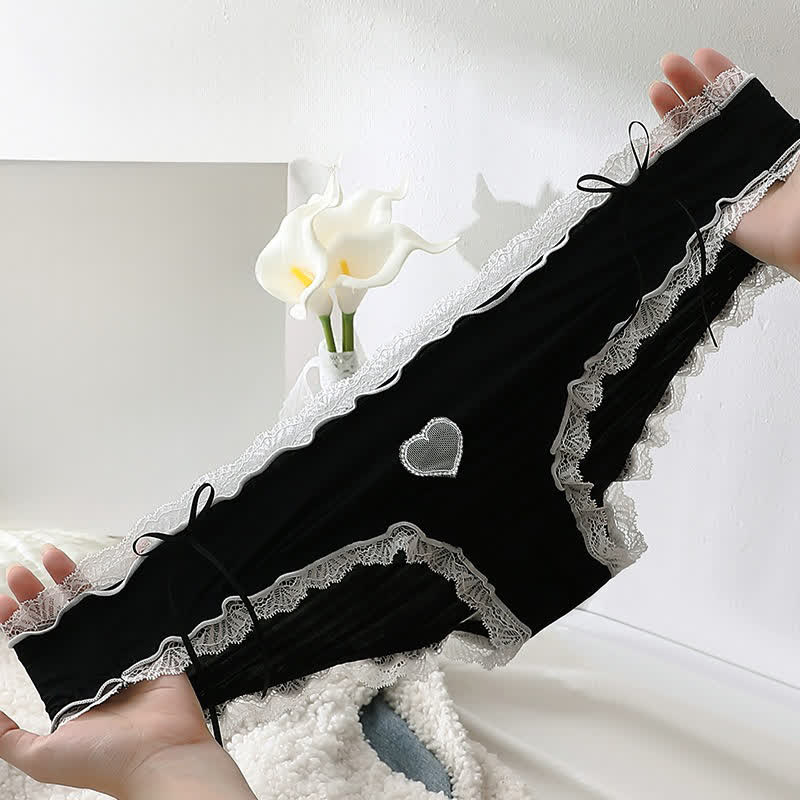 Heart Lace Bow Mid Rise Panty(2 Packs) - image 2