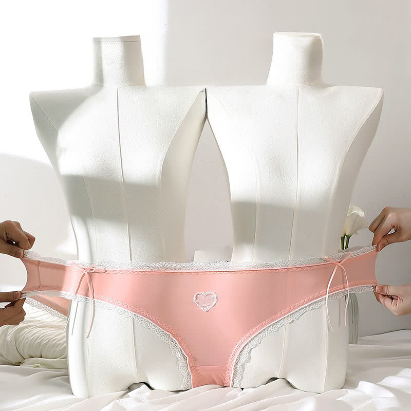 Heart Lace Bow Mid Rise Panty(2 Packs) - image 1