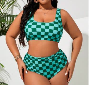 High-waisted Swimwear - Green - XXXXL - image 0