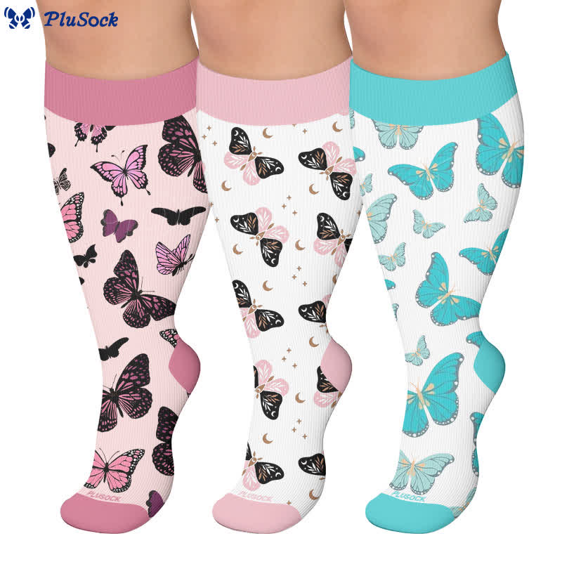 Plus Size Butterfly Print Compression Socks - image 0
