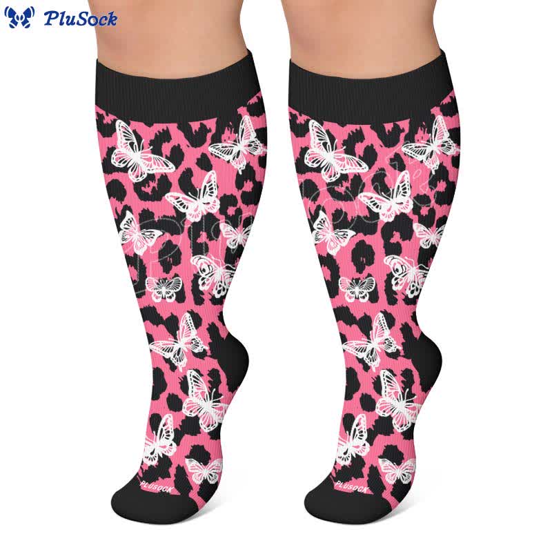 Plus Size Colorful Butterfly Print Compression Socks - image 3