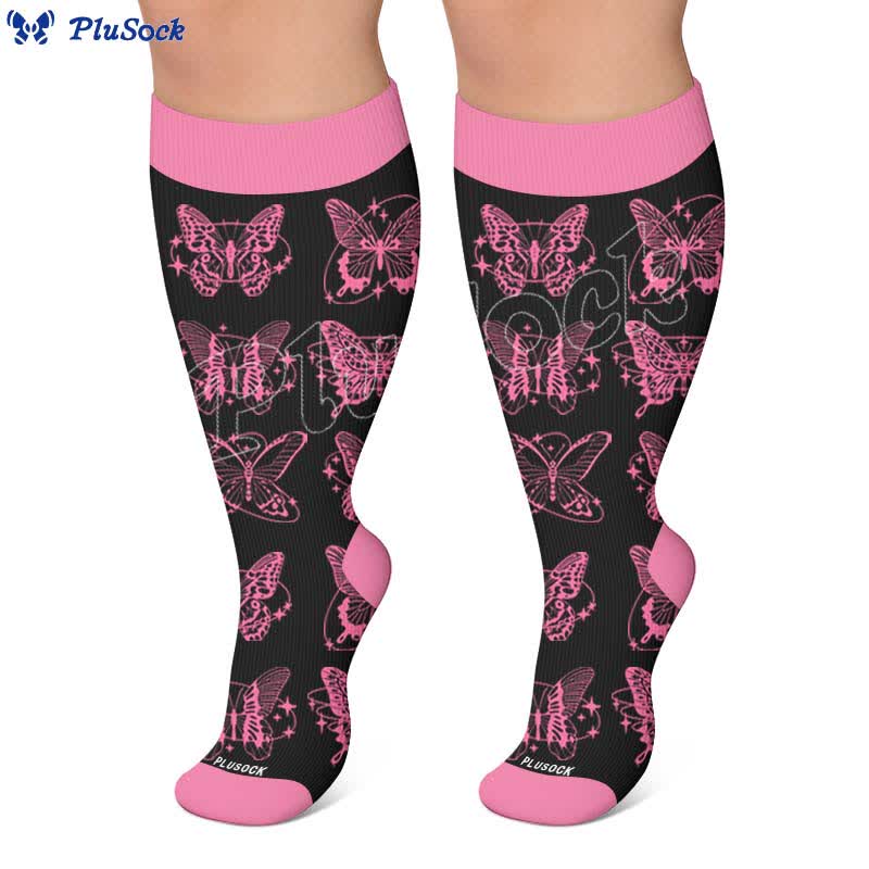 Plus Size Colorful Butterfly Print Compression Socks - image 4