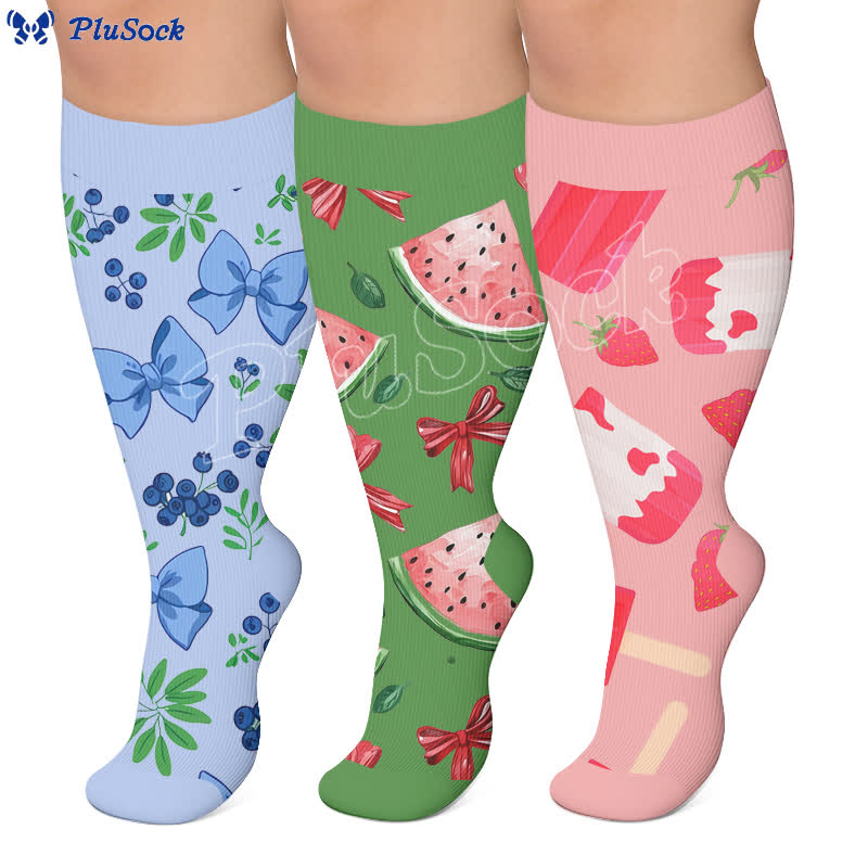 Plus Size Fruit Popsicle Compression Socks - image 0