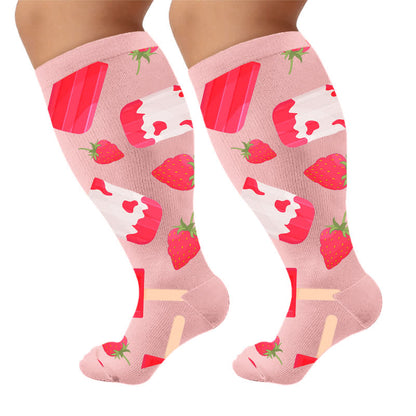 Plus Size Fruit Popsicle Compression Socks - Pink(1 Pair) - 4XL - image 7