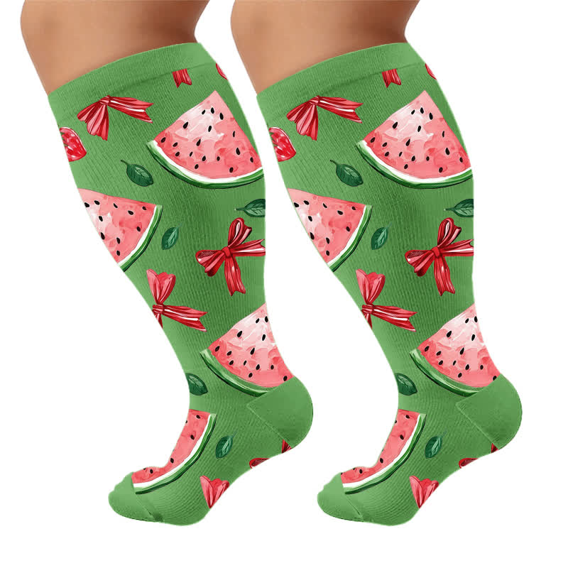 Plus Size Fruit Popsicle Compression Socks - Green(1 Pair) - 4XL - image 6