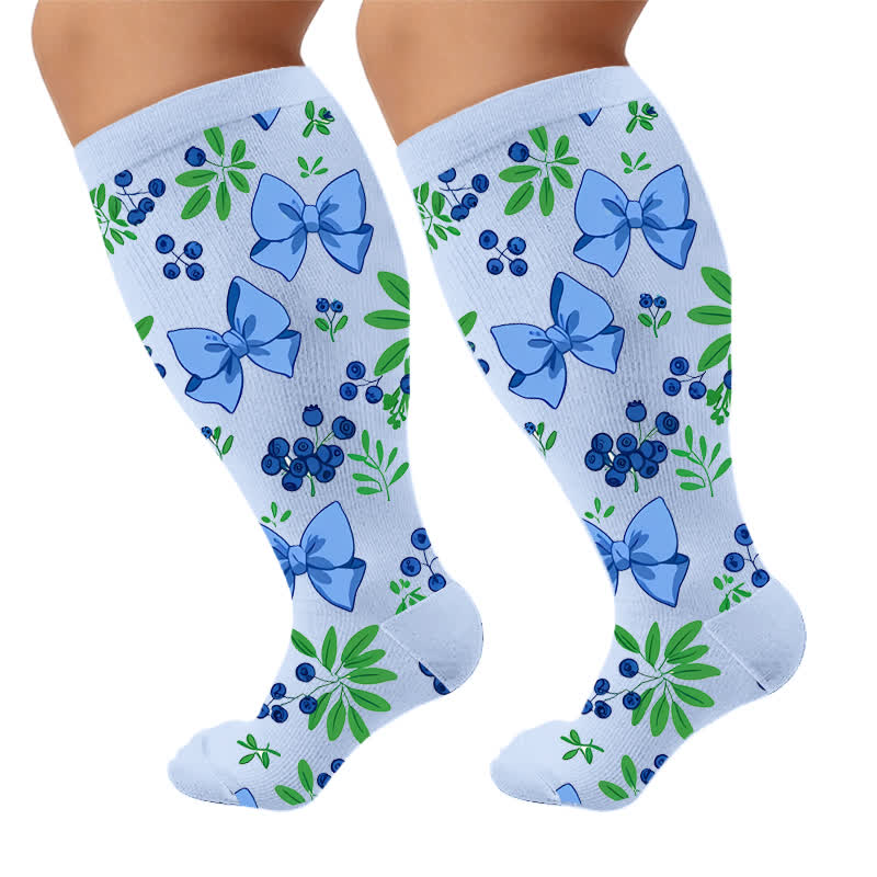 Plus Size Fruit Popsicle Compression Socks - Blue(1 Pair) - 4XL - image 5