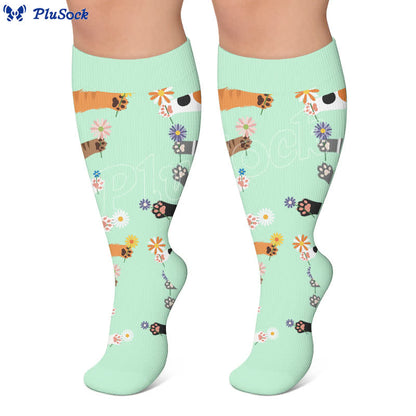 Plus Size Animal Paw Flowers Compression Socks - image 4