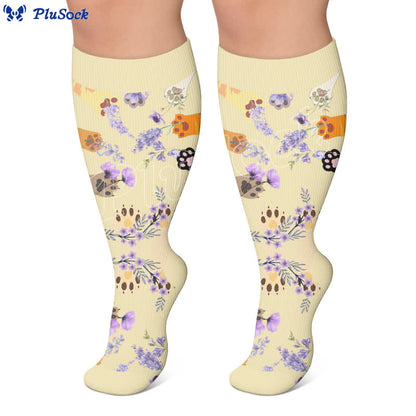 Plus Size Animal Paw Flowers Compression Socks - image 3