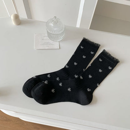 Bow Bamboo Quarter Socks (5 Pairs) - Black - EU36-40(US3-7) - image 4