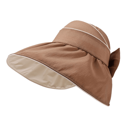 Bow Wide Brim Outdoor Sun Hat - Brown - One Size - image 9