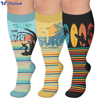 Plus Size Surf Stripe Compression Socks - image 0