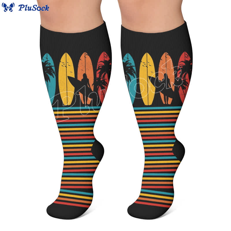 Plus Size Surf Stripe Compression Socks - image 4
