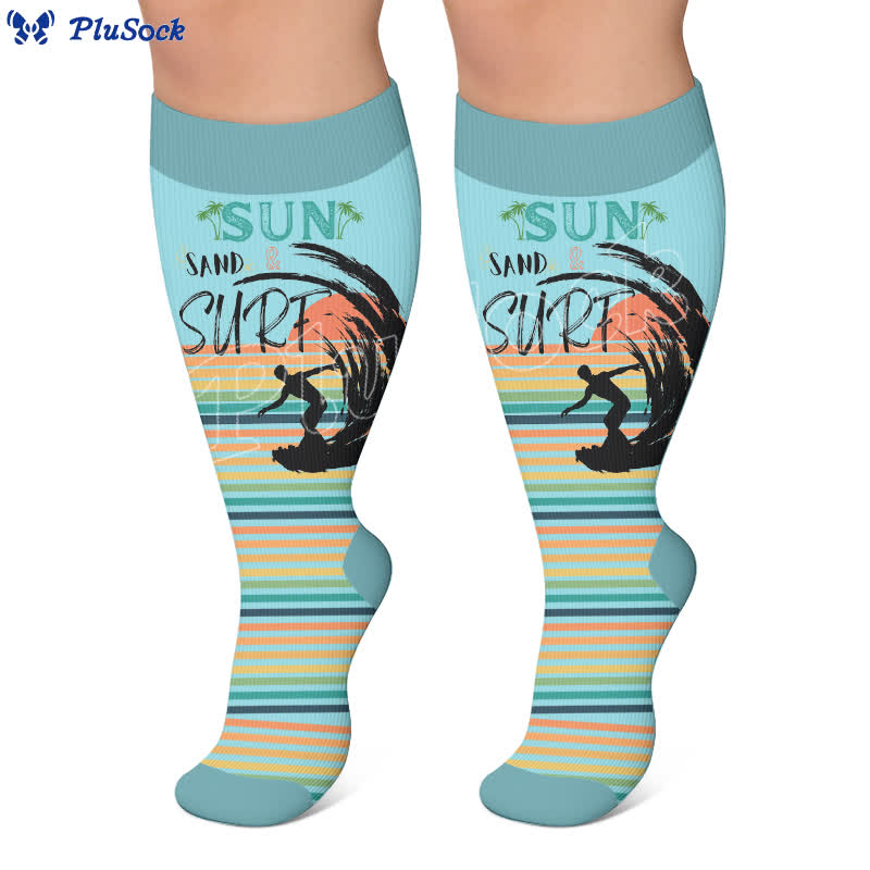 Plus Size Surf Stripe Compression Socks - image 2