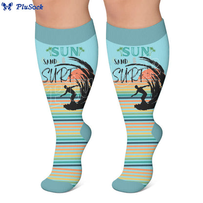 Plus Size Surf Stripe Compression Socks - image 2