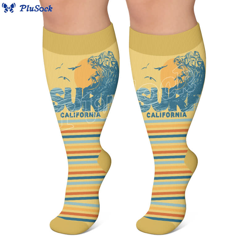 Plus Size Surf Stripe Compression Socks - image 3