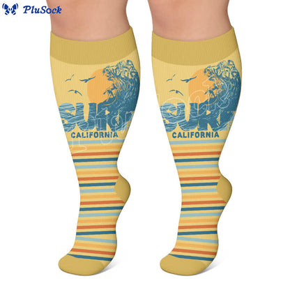 Plus Size Surf Stripe Compression Socks - image 3