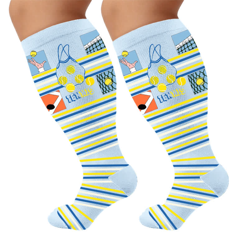 Plus Size Ball Sports Compression Socks - Blue(1 Pair) - 4XL - image 5