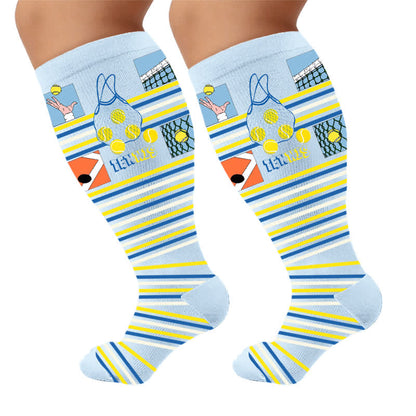 Plus Size Ball Sports Compression Socks - Blue(1 Pair) - 4XL - image 5