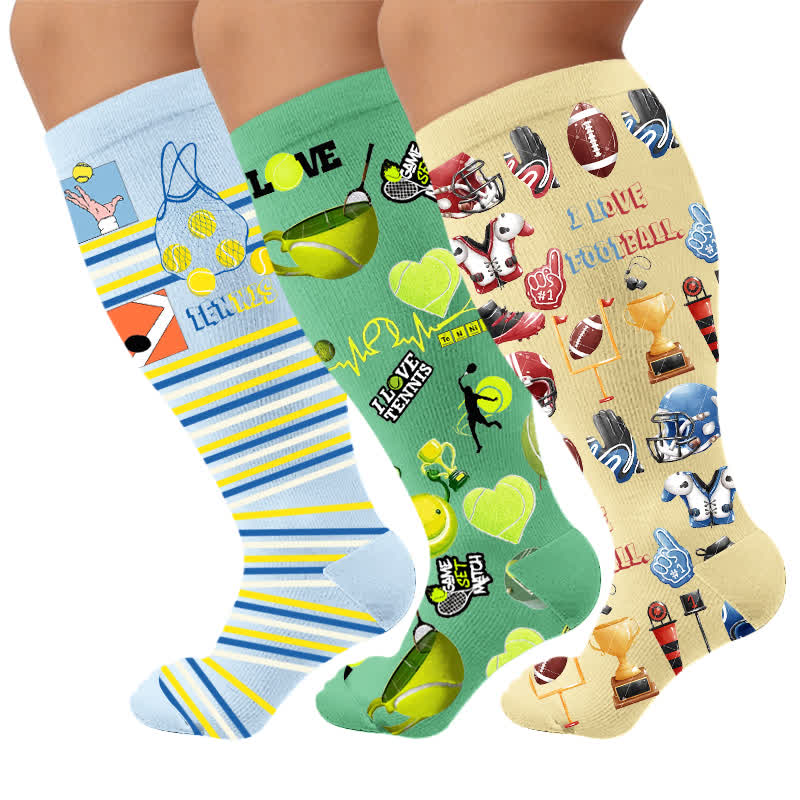 Plus Size Ball Sports Compression Socks - Multicolor(3 Pairs) - 4XL - image 1