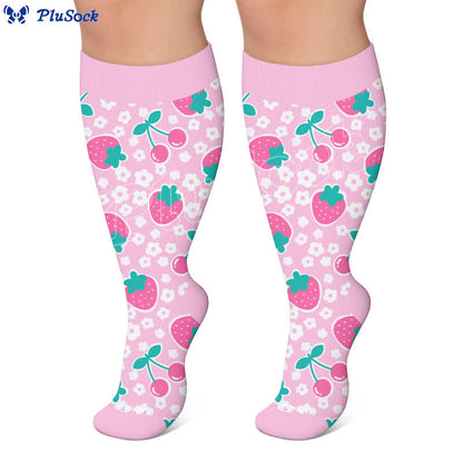 Plus Size Strawberry Cherry Compression Socks - image 2