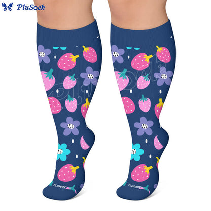 Plus Size Strawberry Cherry Compression Socks - image 3