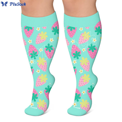 Plus Size Strawberry Cherry Compression Socks - image 4