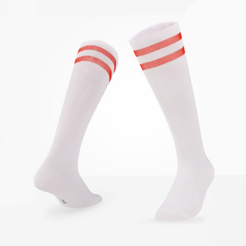 Breathable Soccer Knee High Socks(5 Pairs) - White-A - EU39-44(US6-10 - image 13