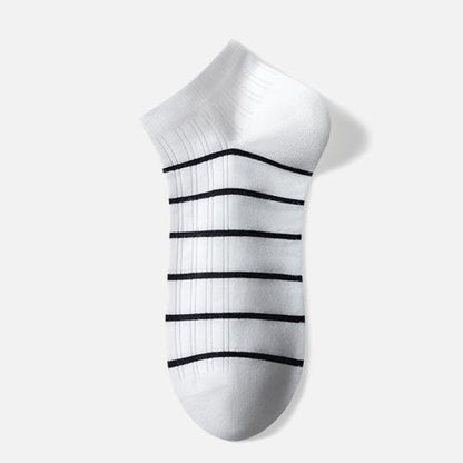 Cotton Striped Ankle Socks(5 Pairs) - White - EU39-44(US6-10) - image 2