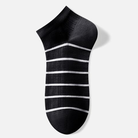 Cotton Striped Ankle Socks(5 Pairs) - Black - EU39-44(US6-10) - image 7