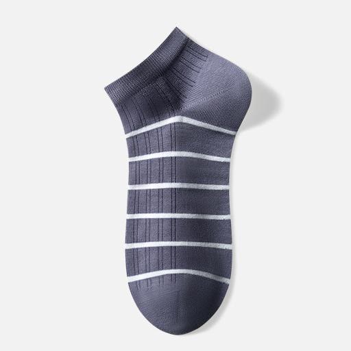 Cotton Striped Ankle Socks(5 Pairs) - Blue - EU39-44(US6-10) - image 1
